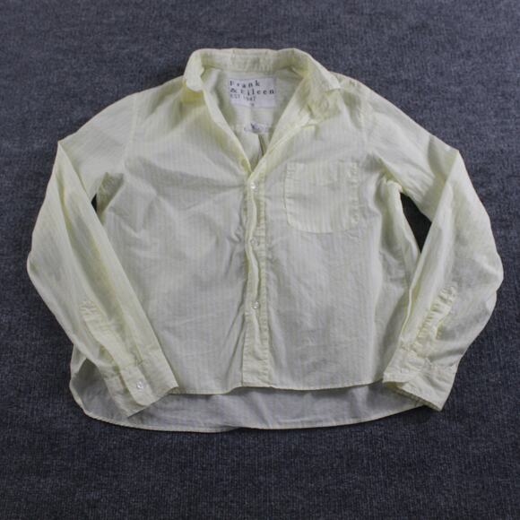 Frank Eileen Shirt Womens Small Silvio Striped Yellow Button Down Work Business - Picture 1 of 10